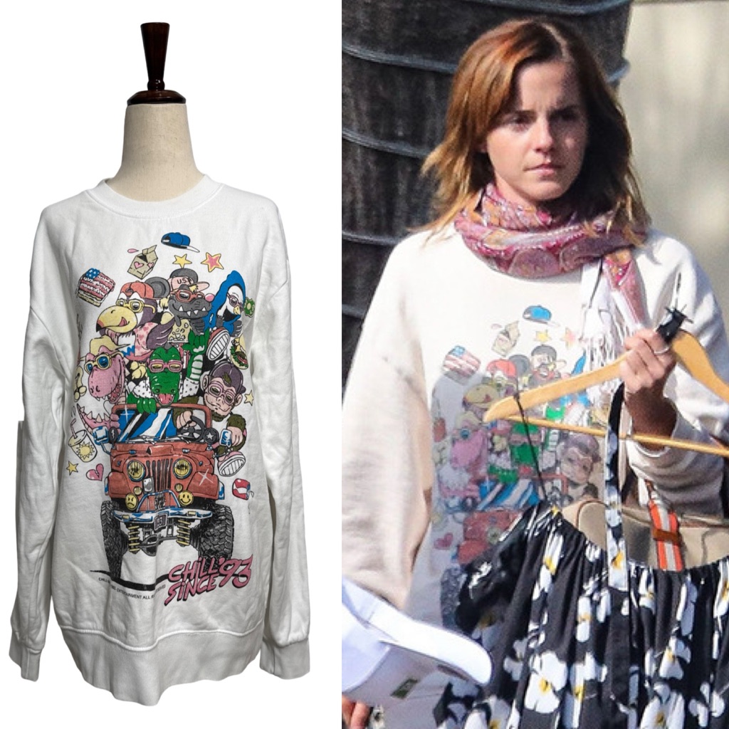 Brandy Melville Chill Since 1993 Oversized Crewneck Sweatshirt Aso Emma Watson